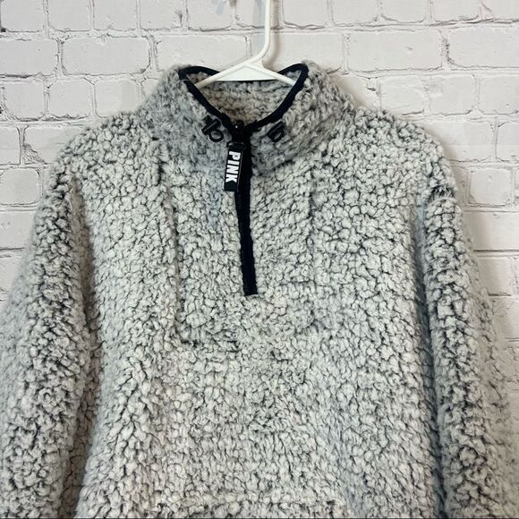 PINK - Victoria's Secret Quarter Zip Pullover size small grey - Picture 2 of 10